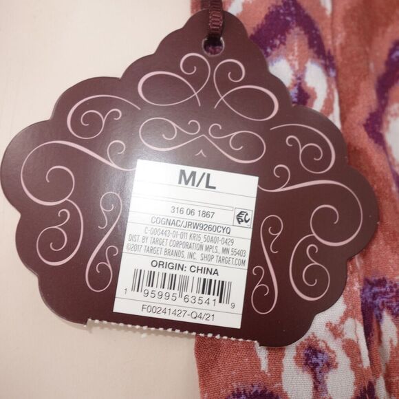 NEW Knox Rose Cognac Paisley Duster Cardigan Kimono Pink Women's Medium/Large - Picture 7 of 10